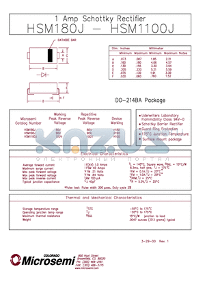 MBRS190TR datasheet - 1 Amp Schottky Rectifier