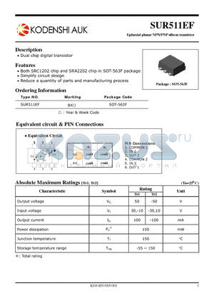 SUR511EF datasheet - Epitaxial planar NPN/PNP silicon transistor