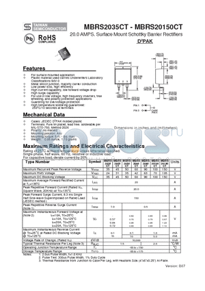 MBRS2035CT_1 datasheet - 20.0 AMPS. Surface Mount Schottky Barrier Rectifiers