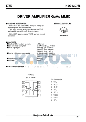 NJG1307R-C1 datasheet - DRIVER AMPLIFIER GaAs MMIC