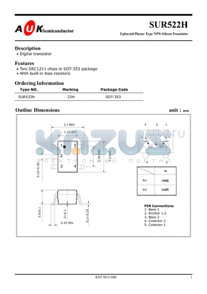 SUR522H datasheet - Epitaxial Planar Type NPN Silicon Transistor