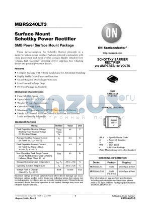 MBRS240LT3G datasheet - Surface Mount Schottky Power Rectifier