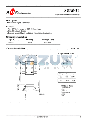 SUR545J datasheet - Epitaxial planar PNP silicon transistor