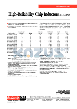 MS413RAM132KSZ datasheet - High-Reliability Chip Inductors