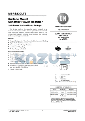 MBRS230LT3_05 datasheet - Surface Mount Schottky Power Rectifier