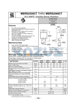 MBRS2550CT datasheet - 25.0 AMPS. Schottky Barrier Rectifiers