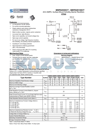MBRS2535CT_11 datasheet - 25.0 AMPS. Surface Mount Schottky Barrier Rectifiers