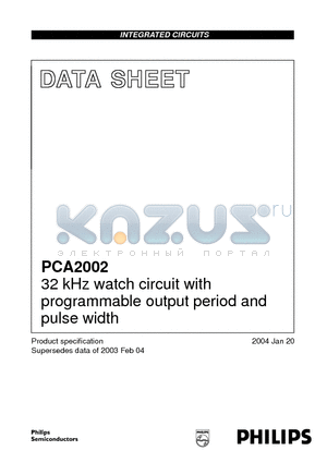 PCA2002U/10AA datasheet - 32 kHz watch circuit with programmable output period and pulse width