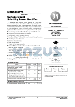 MBRS3100T3D datasheet - Surface Mount Schottky Power Rectifier
