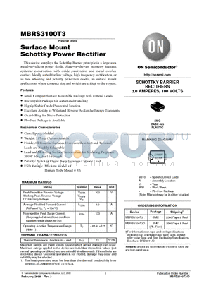 MBRS3100T3G datasheet - Surface Mount Schottky Power Rectifier