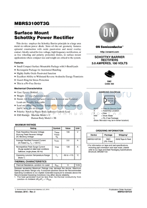 MBRS3100T3G datasheet - Surface Mount Schottky Power Rectifier