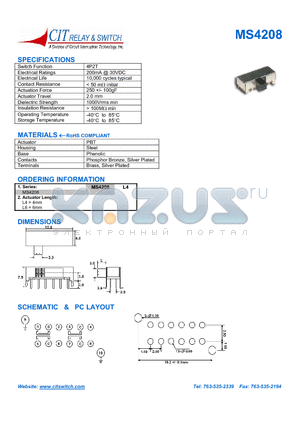 MS4208 datasheet - CIT SWITCH