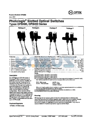 OPB490P11 datasheet - Photologic Slotted Optical Switches