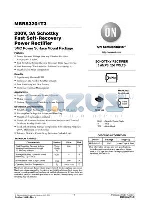 MBRS3201T3 datasheet - 200V, 3A Schottky Fast Soft-Recovery Power Rectifier