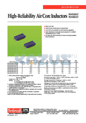 MS426RAT9N0_SZ datasheet - High-Reliability Air Core Inductors
