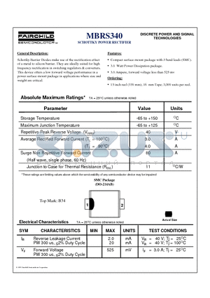 MBRS340 datasheet - SCHOTTKY POWER RECTIFIER