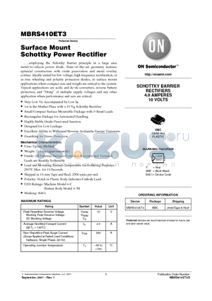 MBRS410ET3 datasheet - Surface Mount Schottky Power Rectifier