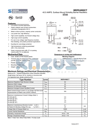 MBRS4060CT datasheet - 40.0 AMPS. Surface Mount Schottky Barrier Rectifiers