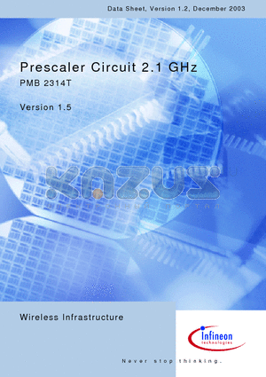 PMB2314T datasheet - Prescaler Circuit 2.1 GHz