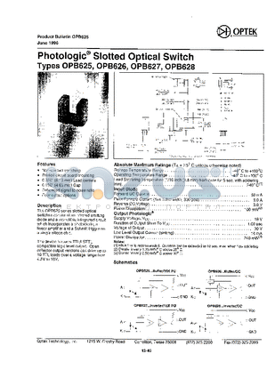 OPB625 datasheet - PHOTOLOGIC SLOTTED OPTICAL SWITICH