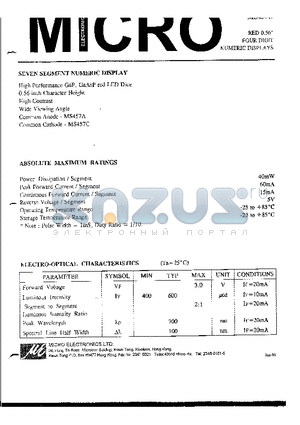 MS457A datasheet - RED 0.56 FOUR DIGIT NUMERIC DISPLAYS