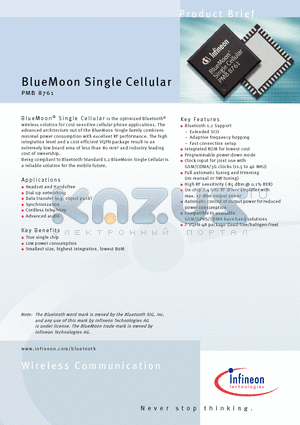 PMB8761 datasheet - BlueMoon Single Cellular