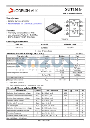 SUT161G datasheet - Dual NPN Bipolar transistor