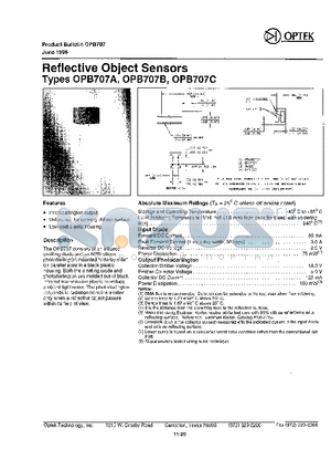 OPB707C datasheet - Reflective Object Sensors