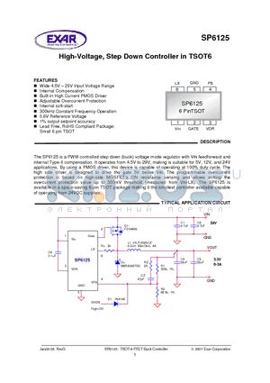 SP6125EK1-L datasheet - High-Voltage, Step Down Controller in TSOT6