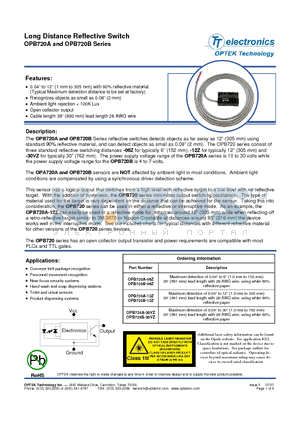 OPB720A datasheet - Long Distance Reflective Switch