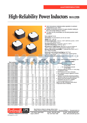 MS512PJB185MSZ datasheet - High-Reliability Power Inductors