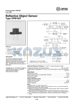 OPB750T_06 datasheet - Reflective Object Sensor