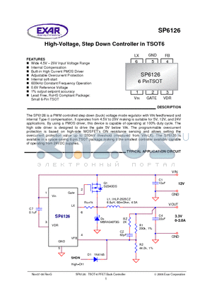 SP6126EK1-L datasheet - High-Voltage, Step Down Controller in TSOT6