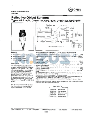 OPB743W datasheet - Reflective Object Sensors