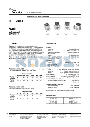 RJ11-6LCT1-S datasheet - Low Capacitance Modular RJ Jacks