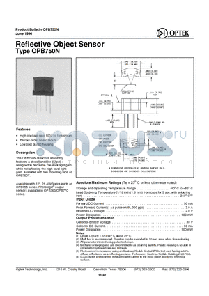 OPB760 datasheet - Reflective Object Sensor