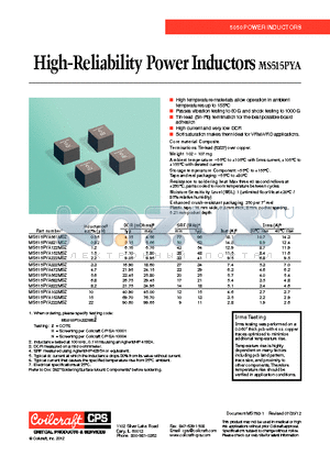 MS515PYA122MSZ datasheet - High-Reliability Power Inductors