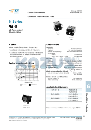 RJ11-6N4-B datasheet - Low Profile Filtered Modular Jacks