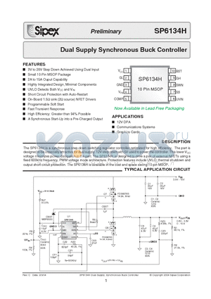 SP6134HEU datasheet - Dual Supply Synchronous Buck Controller