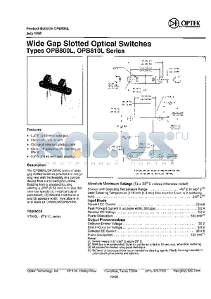 OPB800L_06 datasheet - WIDE GAP SLOTTED OPTICAL SWITCHES