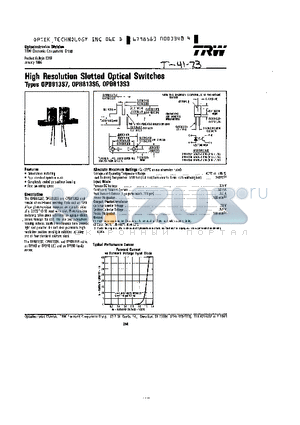 OPB813S5 datasheet - HIGH RESOLUTION SLOTTED OPTICAL SWITCHES