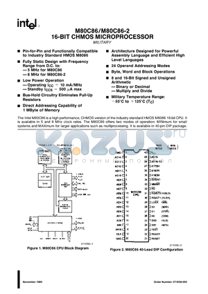 M80C86-2 datasheet - 16-BIT CHMOS MICROPROCESSOR