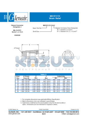 M81511-1310A1 datasheet - Strain Relief