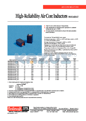 MS536RATR11_SZ datasheet - High-Reliability Air Core Inductors