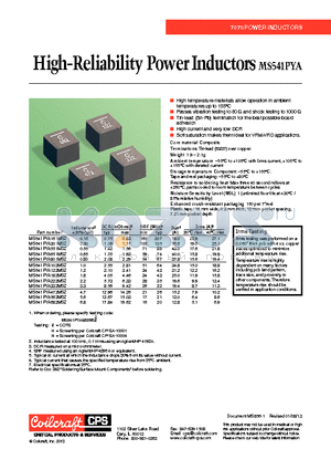 MS541PYA332MSZ datasheet - High-Reliability Power Inductors