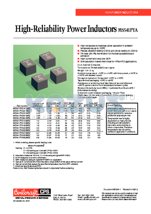 MS541PYA682MSZ datasheet - High-Reliability Power Inductors