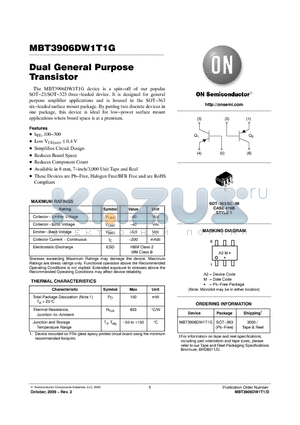 MBT3906DW1T1G datasheet - Dual General Purpose Transistor