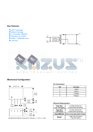 MBU102 datasheet - MBU100 SERIES 1WATT ULTRA MINIATURE HIGH SIP DC/DC CONVERTERS