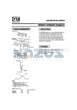 OPB860T11 datasheet - SLOTTED OPTICAL SWITCH