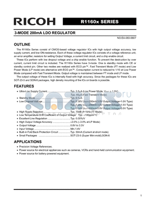 R1160D131B datasheet - 3-MODE 200mA LDO REGULATOR